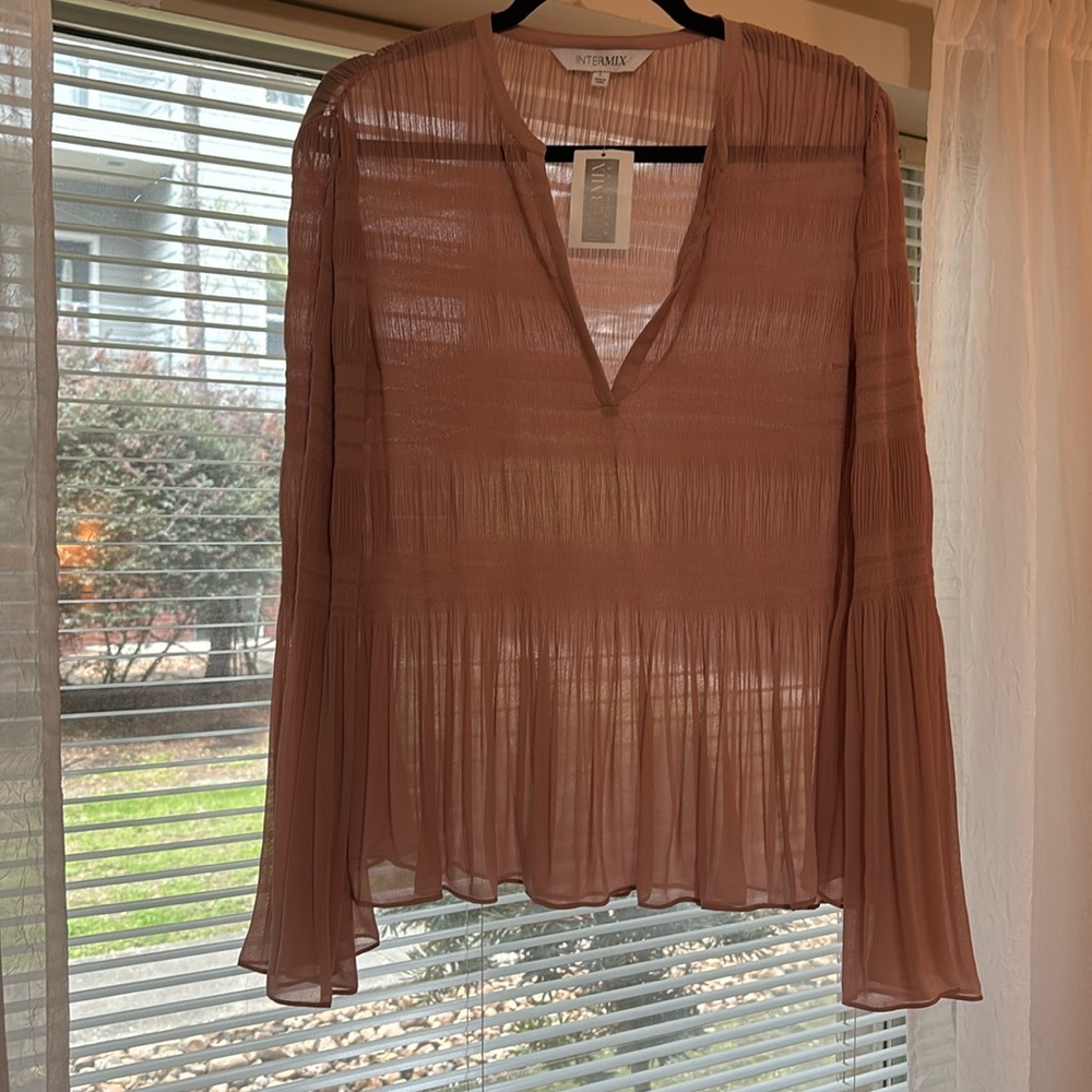 Intermix Blush Pink Boho Essie Pleated Top